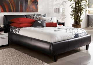 Elmer Modern 5pcs Glossy Black White Queen King Upholstered Storage Bedroom Set