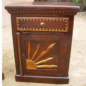 Solid Wood Hand Carved Bedside Painted End Table Nightstand Drawer Cabinet New