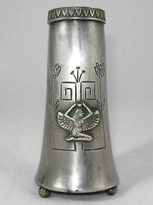 20's Benedict Karnak Brass Art Deco Egyptian Revival Isis Goddess Metal Bud Vase