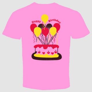Birthday T Shirt Cake Balloon Happy Cool Gift Candle Love