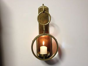 Antique Vtg Magnifying Glass Brass Candle Wall Sconce Lamp Candle Holder