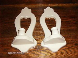 Set of Two Cream Wood Heart Valentine Candle Holder Sconces