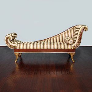 7 5ft Wide Solid Mahogany Gold Victorian Chaise Lounge w Pillow MSF38