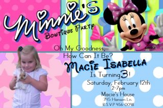 Minnie Mouse Bowtique Birthday Party Invitations Add A Photo