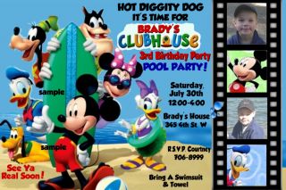 Pool Party Mickey Mouse Cluhouse Birthday Party Invitations Minnie Mouse