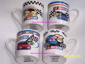 4 2002 NASCAR Racing Cars Flags Coffee Mugs Gibson Mug