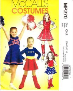 Girls Costume Pattern Cheerleader Wonder Woman Cuffs Boot Covers Size 7 14
