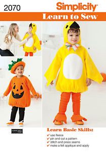 Simplicity Sewing Pattern 2070 Bird Pumpkin Costumes Child Toddler 1 2 4