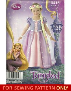 Sewing Pattern Make Sew Disney Rapunzel Costume Tangled Kids Size 3 8