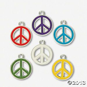 18 Enamel Peace Sign Symbol Charms Retro Hippie Jewelry Making Craft Supplies