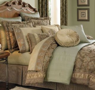 Croscill Bedding Marcella 3pc Queen Comforter Set Beige Brown Floral $420
