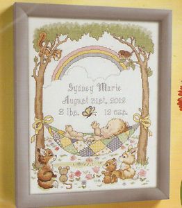 New Bucilla "Our Little Blessing" Baby Birth Record Counted Cross Stitch Kit