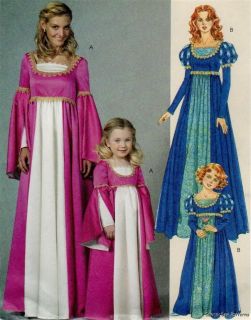 McCalls 6141 Uncut Pattern 3 8 Girls Medieval Renaissance Princess Costume Dress