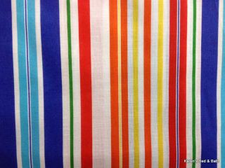 Red Orange Blue Yellow White Green Beach Party Stripes Striped Curtain Valance
