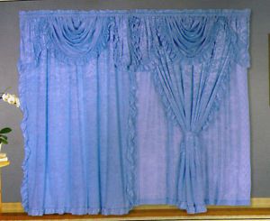 New Victorian Style Velvet Curtains Window Panel Drapes Blue