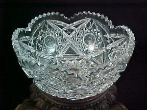 Antique abp American Brilliant Crystal Cut Glass Serving Bowl Higgins Seiter