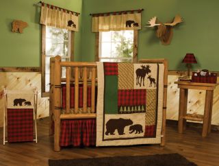 Northwoods Baby Bedding Crib Set 6 PC Outdoor Cabin Country Bear Moose Rustic