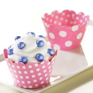 Pink and White Polka Dots Reversible Cupcake Wrappers