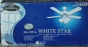 New Litex Harbor Breeze White Star 3 Speed 42" Ceiling Fan 5 Blade Light Kit