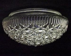 Art Deco Glass Ceiling Light Shade 8" Clear Prismatic Pan Flush Mount Industrial
