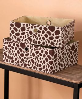 New Set of 2 Safari Print Fabric Storage Basket Bins Organizer Zebra or Giraffe