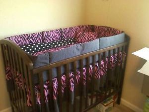 Custom Zebra Animal Print Baby Girl Crib Bedding