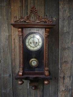 Antique Wind Up Pendulum Wall Clock Maker Unknown Restoration Repair