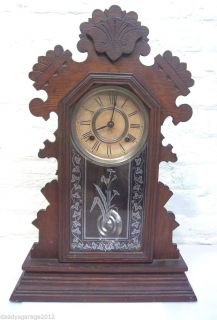 Ansonia Antique Wind Up Gingerbread Clock Chime Mantel Shelf Wall Pendulum