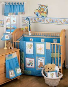 Op Baby Surf Sun Teddy Bear 3pc Crib Bedding Set