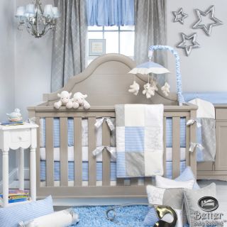 Glenna Jean Baby Boy Blue Grey White Prince Star Crib Nursery Quilt Bedding Set