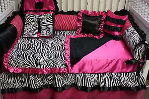 Hot Pink Silk Zebra Baby Bedding