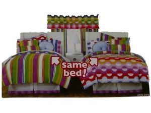 Little Miss Matched Twin Bed in A Bag Dots Stripes Comforter Set Sheets 8 PC