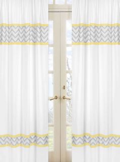 JoJo Yellow Gray Zigzag Chevron Kid Window Treatment Panels Curtains Coverings
