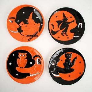 Halloween Silhouette Plates Dessert Holiday Dishes