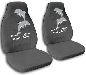 C L Set of Dolphin Car Seat Covers Velvet Charcoal