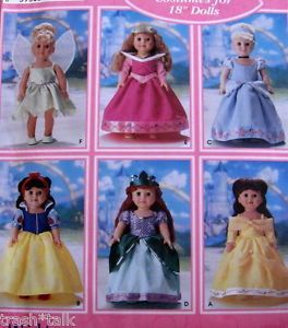 Disney Princess 18" Doll Dress Costume Pattern Snow White Tinkerbell Cinderella