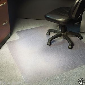 ES Robbins Anchorbar Clear Vinyl Office Chair Mat Carpet w Lip Med Pile 45 x 53"