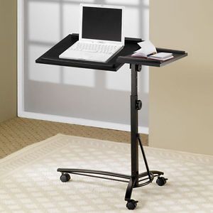 Small Smart Black Desks Laptop Computer Stand Adjustable Height Swivel Top Caste