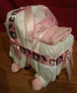 Bassinet Diaper Cake Baby Shower Decor Gift Hello Kitty