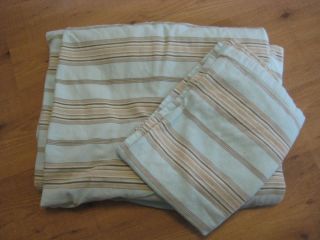 Martha Stewart Light Blue Stripes Flannel Twin Bedding Set Duvet Cover and Pillo