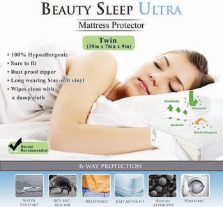 Bed Bug Allergy Relief Waterproof Mattress Cover 80 Cotton Top for Twin Bed