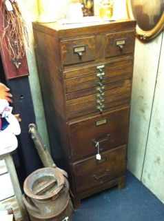Antique Solid Wood 4 Sectional File Cabinet