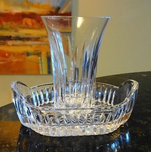 2 PC Waterford Cut Glass Crystal Vase Bowl