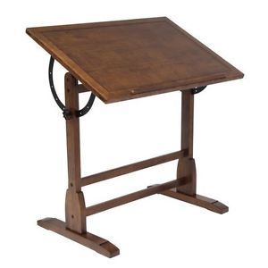 Rustic Oak Vintage Drafting Table Art Supplies Antique Office Furniture Desks