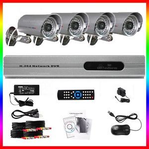 4CH 4 Channels Home Video Surveillance CCTV DVR Security System 4 Outdoor Camera