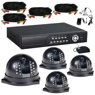 8 Channel CCTV Security H 264 Network DVR 4 x CCD Day Night Dome Cameras System