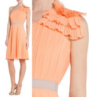 2013 $298 BCBG Max Azria Rika One Shoulder Pleated Cocktail Dress