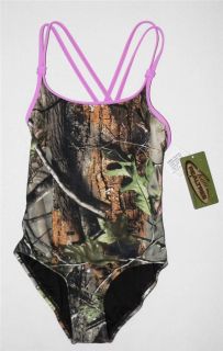 Realtree APG Youth Girls Camo Camouflage One Piece Swimsuit Purple Kids