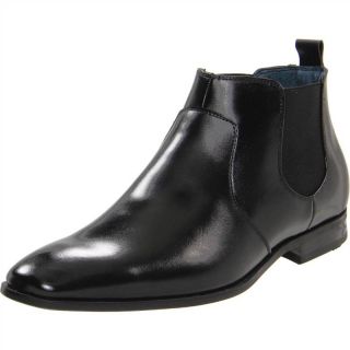 Giorgio Brutini 175761 Mens Black Leather Slip on Plain Toe Dress Ankle Boot