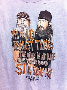 Duck Dynasty Black SI T Shirt Top 10 Dumbest Things Uncle SI Robertson Tee Shirt